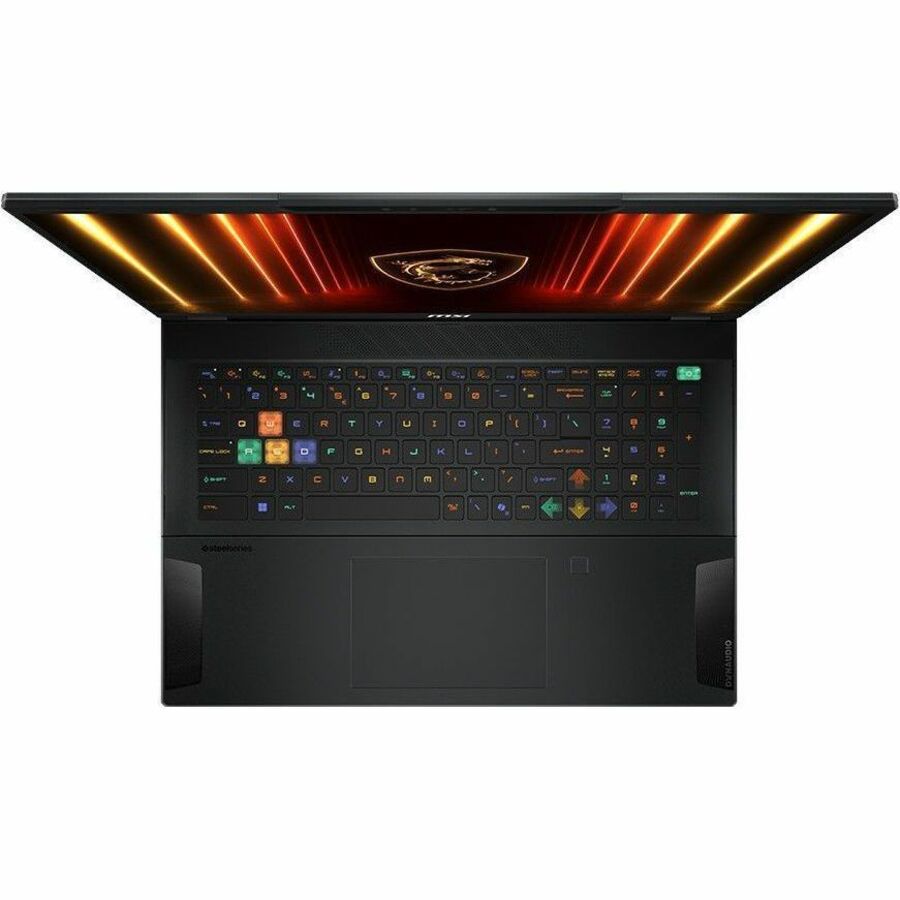 Gaming laptop with colorful keyboard on a white background
