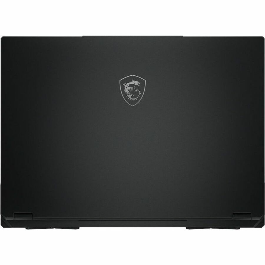 Black laptop with a logo on a white background