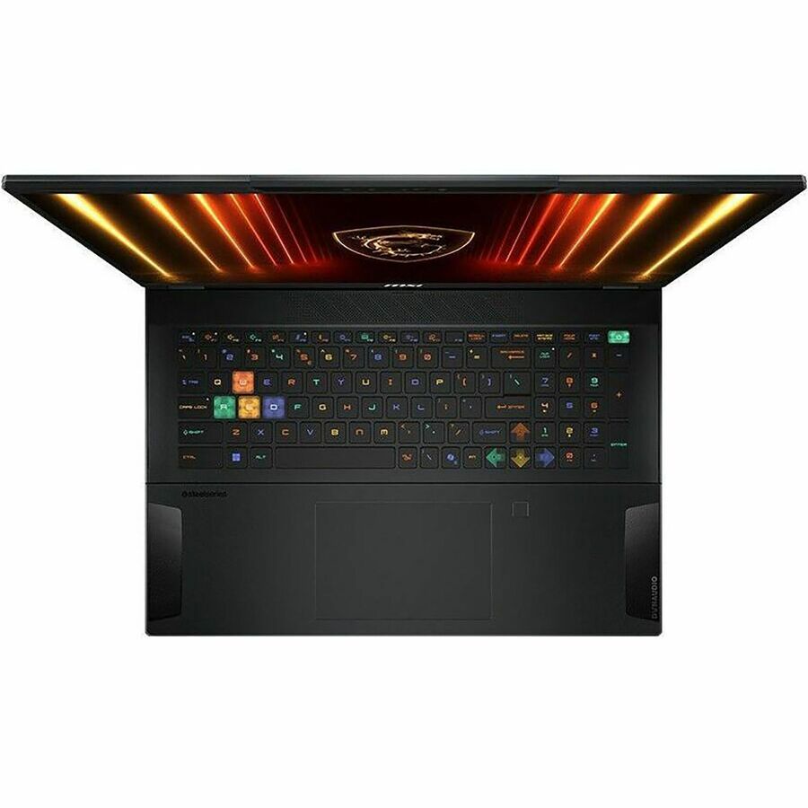 Gaming laptop with colorful keyboard on a white background