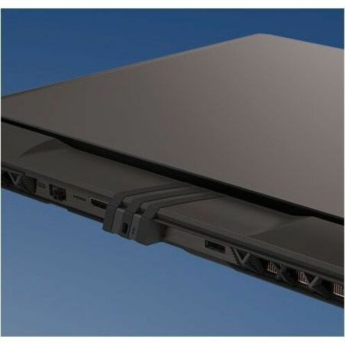 Laptop with a protective case on a blue background