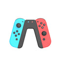 Pair of Nintendo Switch Joy-Con controllers in blue, black, and red on a white background
