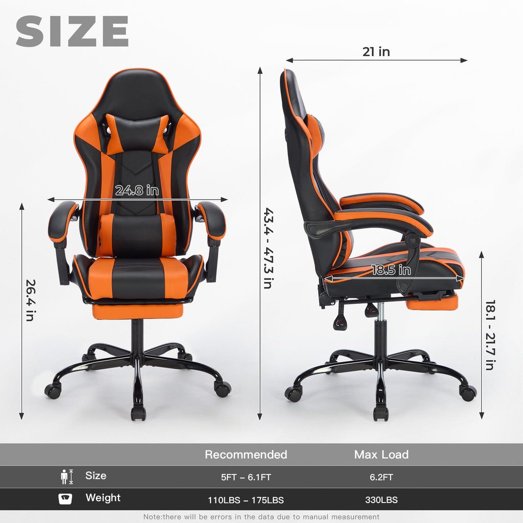 Gaming Chair With Footrest, Ergonomic Computer Chair With Headrest