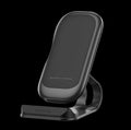 Black phone stand with 'Pulley' branding on a white background