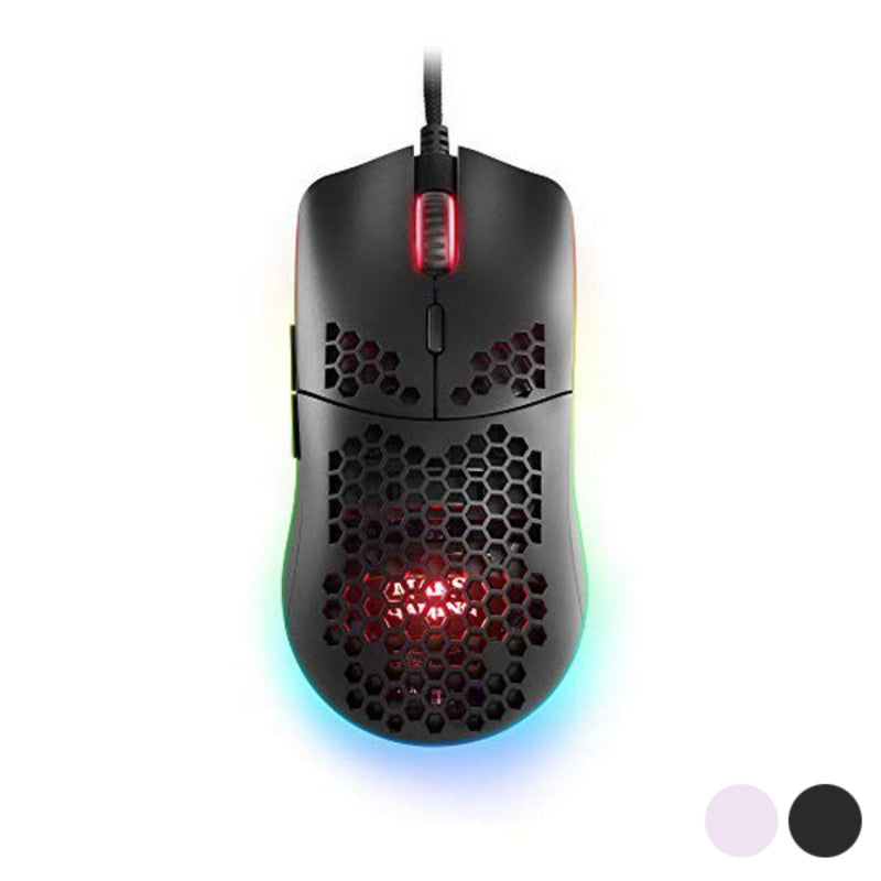 Gaming mouse with RGB lighting on a white background