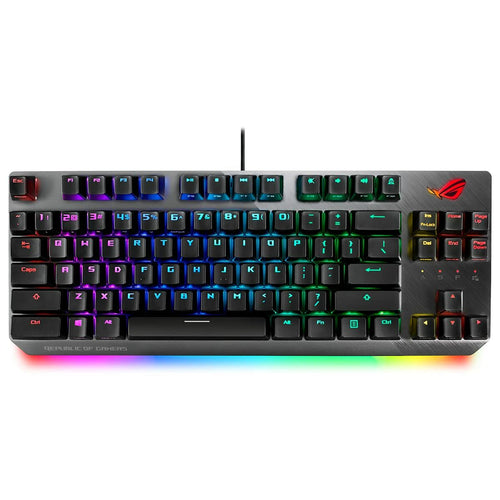 Gaming keyboard with RGB lighting on a white background