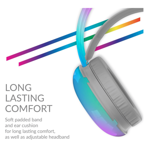 Colorful headphones with a focus on comfort features on a white background