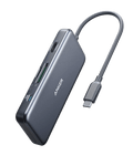 Anker USB-C hub with multiple ports on a transparent background