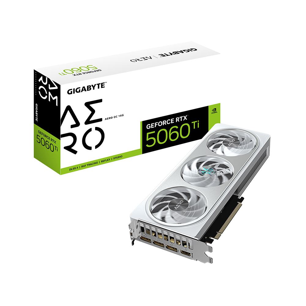 Gigabyte NVIDIA GeForce RTX 5060 Ti Aero Overclocked Triple Fan 16GB GDDR7 PCIe 5.0 Graphics Card