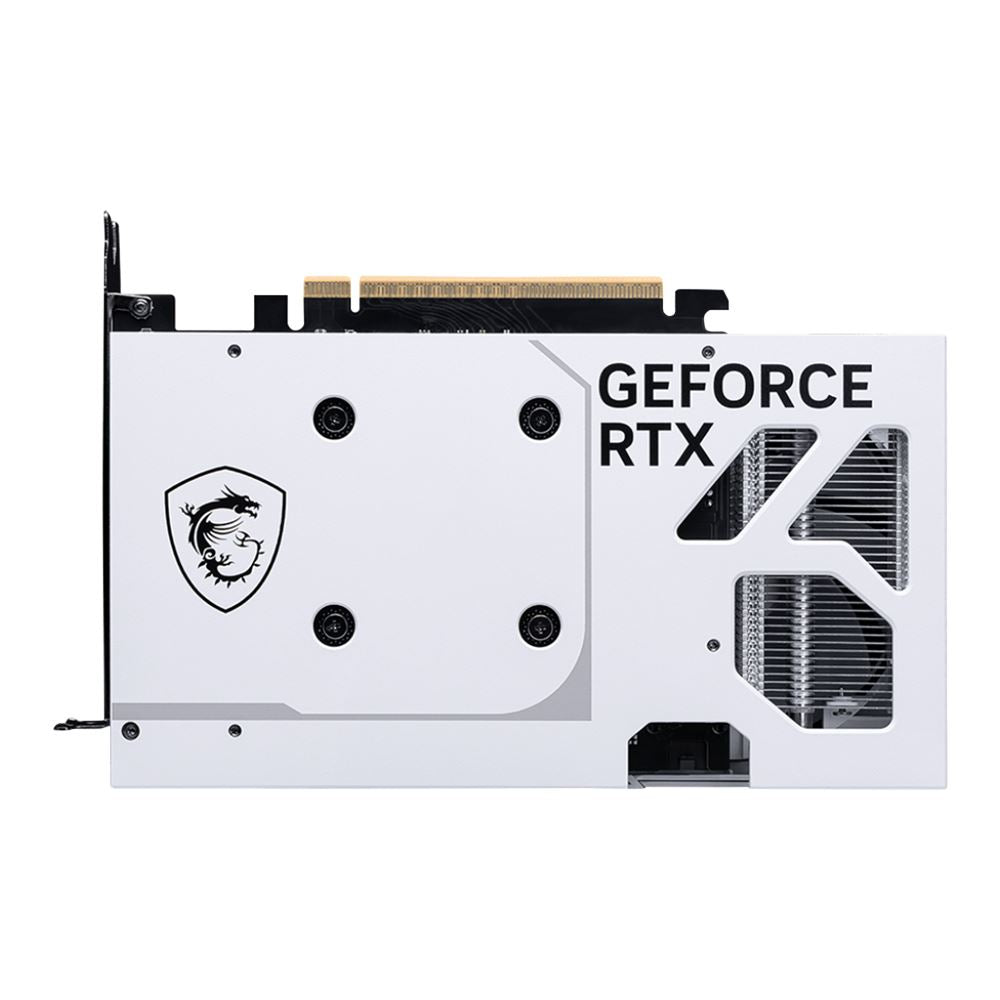 GeForce RTX graphics card with a white and black design on a white background