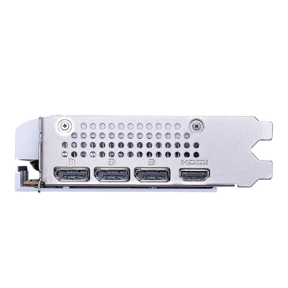 Computer graphics card with multiple ports on a white background