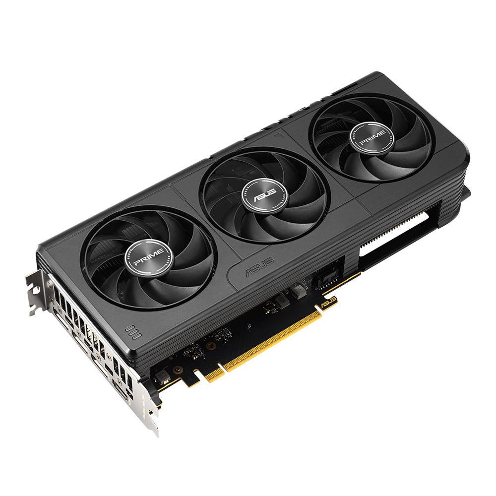 Graphics card with three fans on a white background