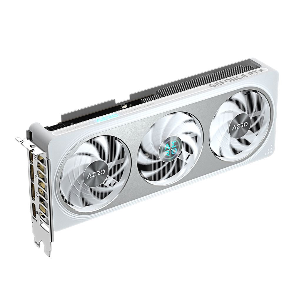 Graphics card with three fans on a white background