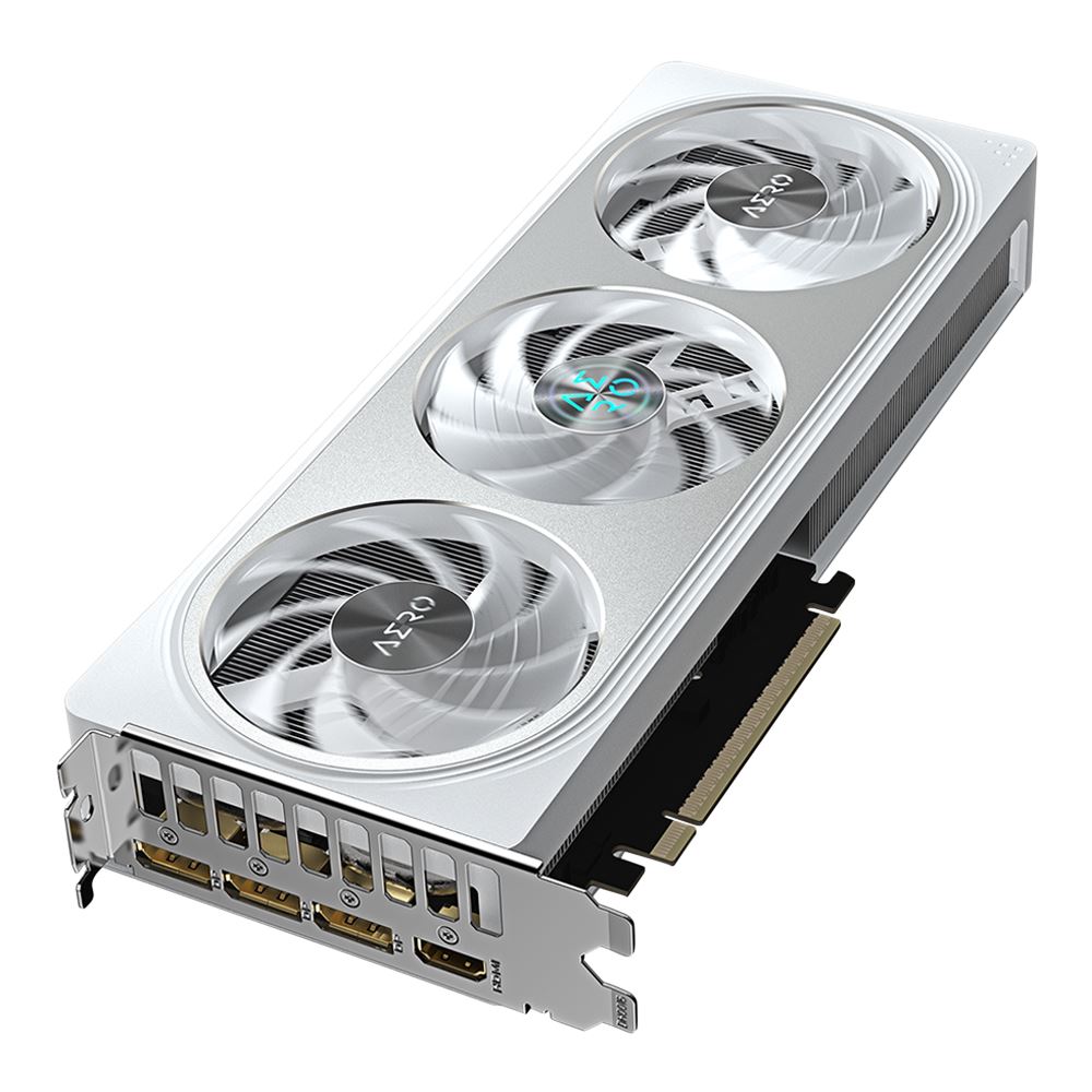 Graphics card with three fans on a white background