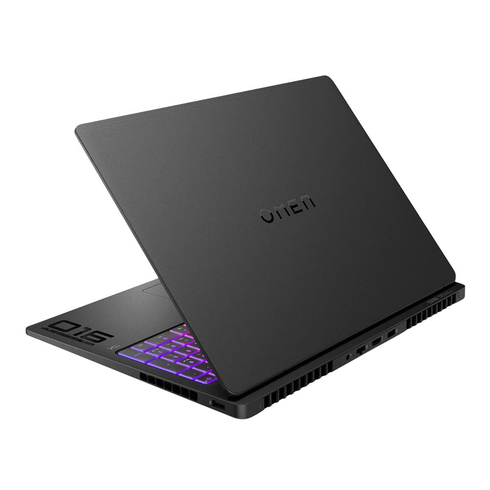 Black laptop with RGB keyboard on a white background