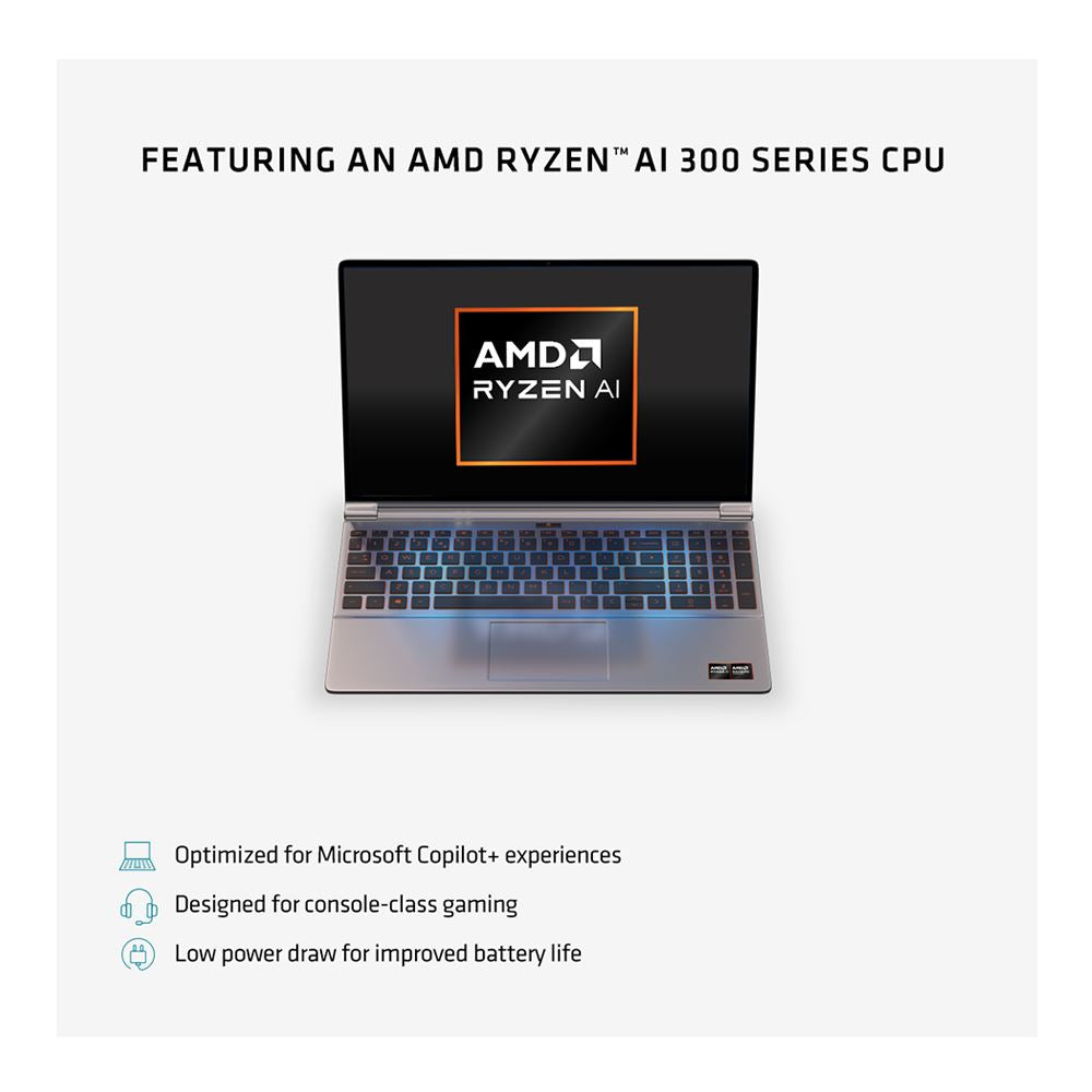 Laptop with AMD Ryzen AI logo on a white background