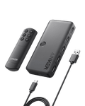 Anker electronic devices including a remote control, power bank, and cables on a transparent background