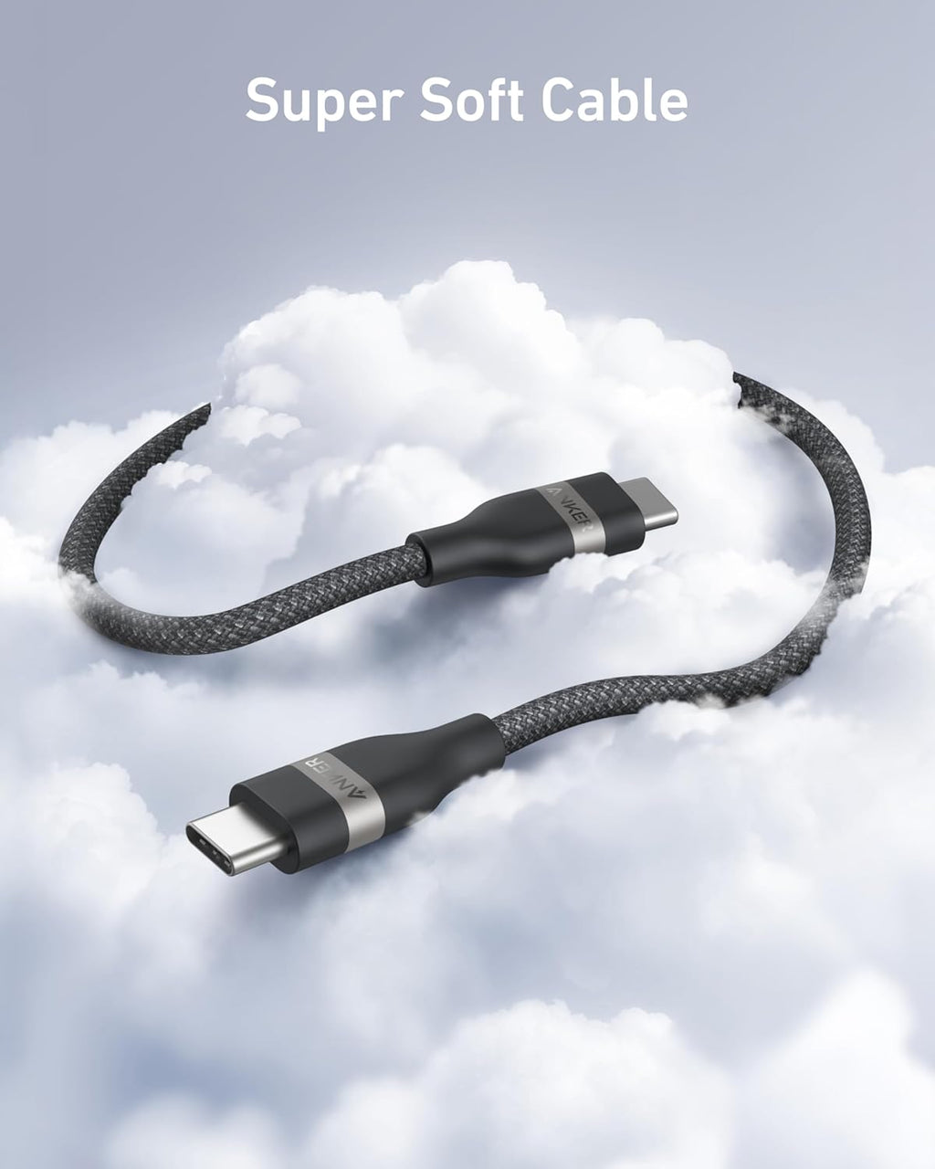 Super soft cable on a cloud background with 'Super Soft Cable' text.