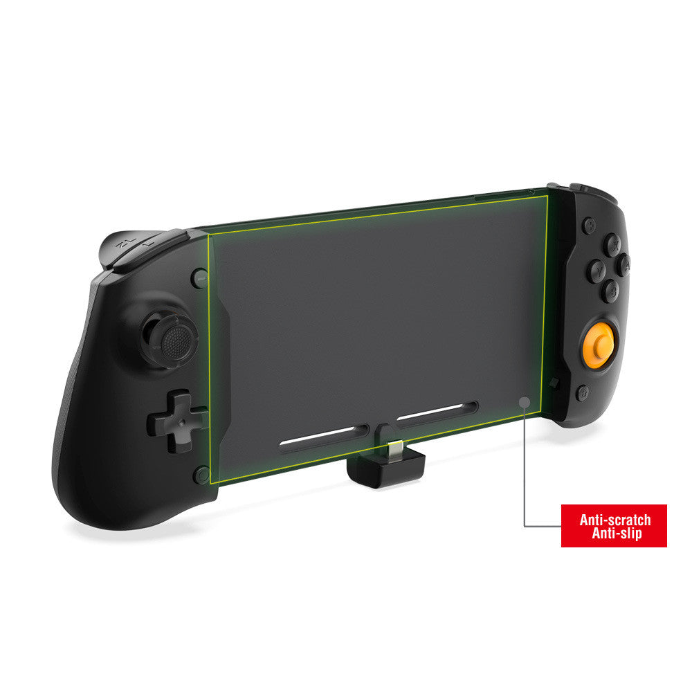 Gaming controller with phone holder on a white background