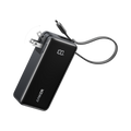 Black Anker power bank with USB cable on a white background