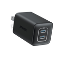 Anker power adapter with dual USB ports on a white background