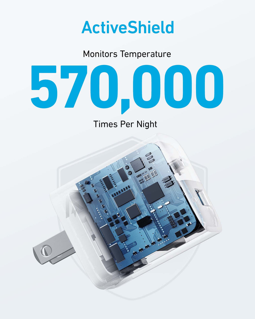 ActiveShield temperature monitoring device with text on a white background