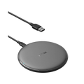 Wireless charging pad with USB cable on a white background