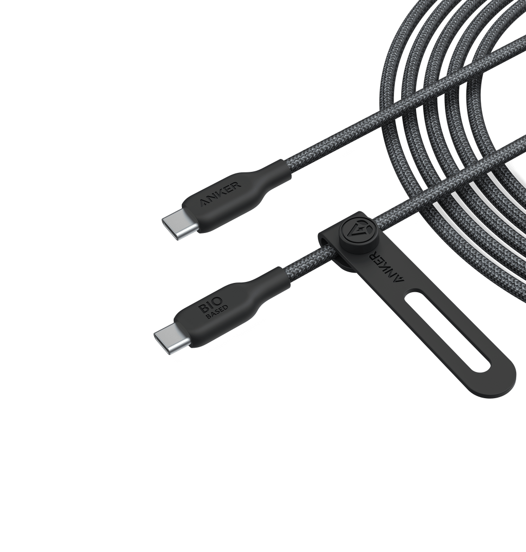 Anker USB-C cable with two connectors on a transparent background