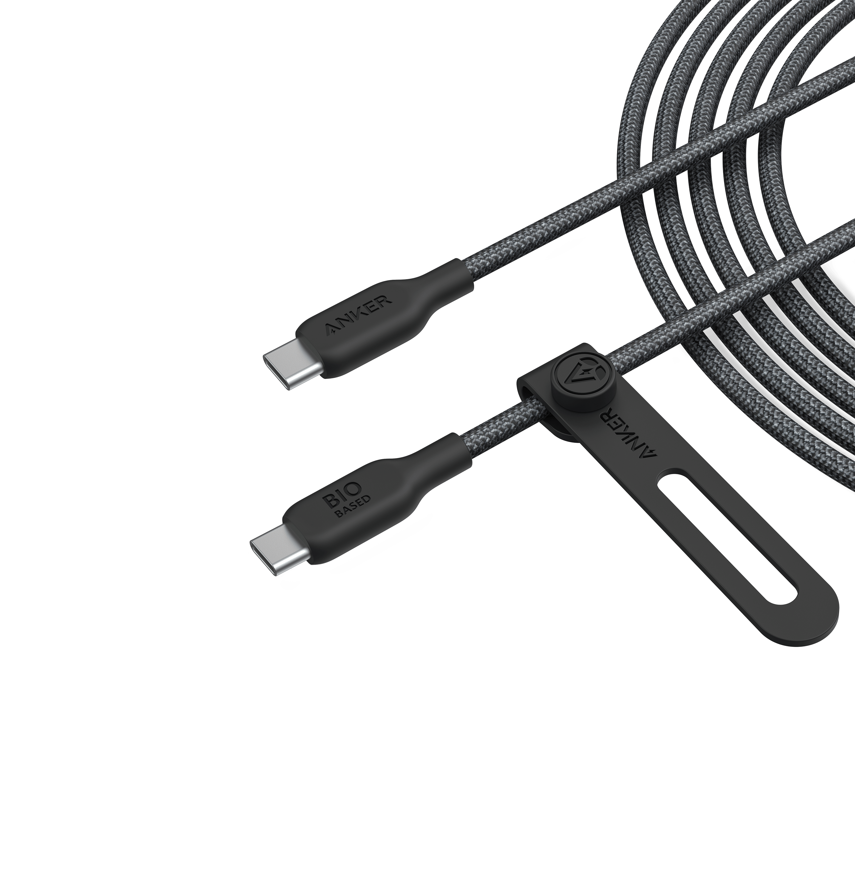 Anker USB-C cable with two connectors on a transparent background