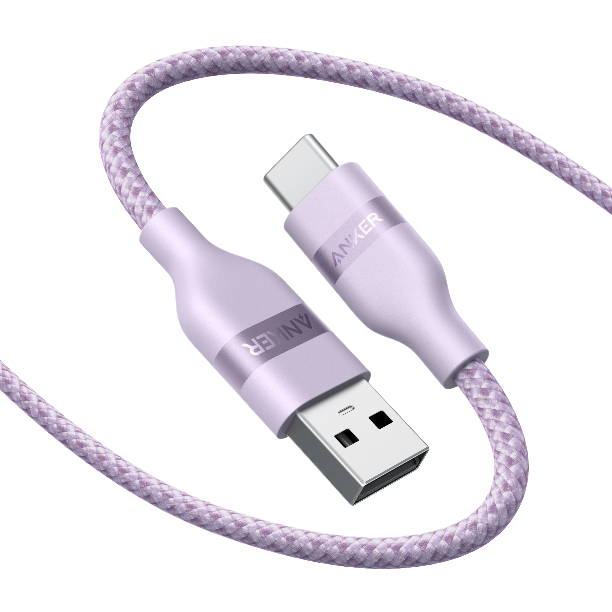 Purple USB cable with Type-C connector on a white background