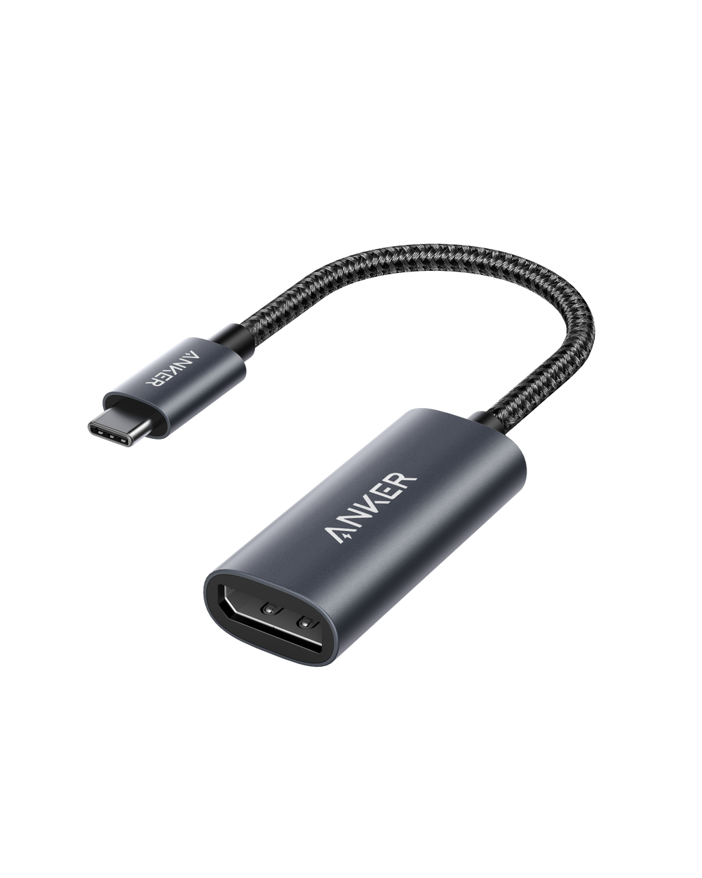 Anker adapter with braided cable on a white background
