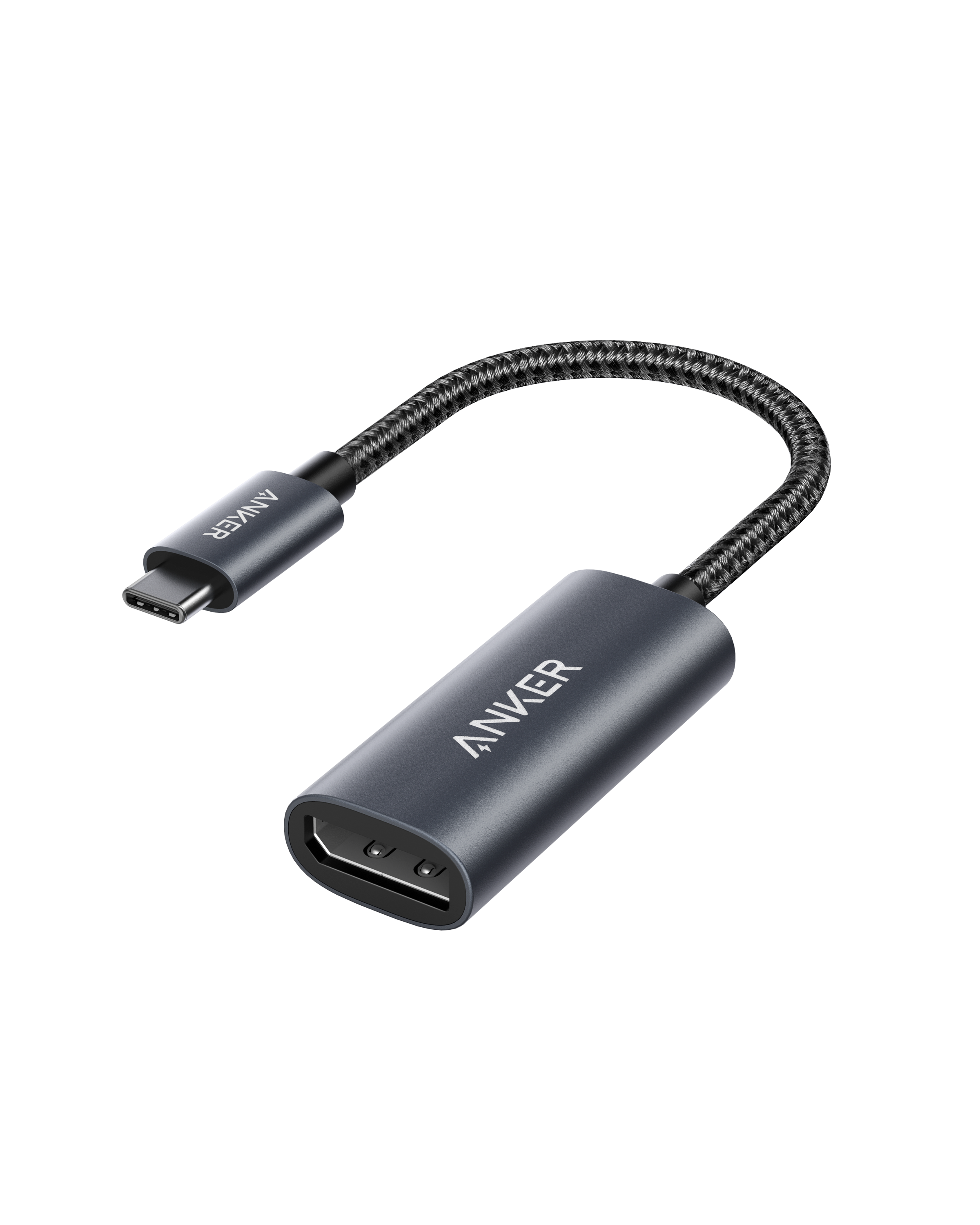 Anker adapter with braided cable on a white background