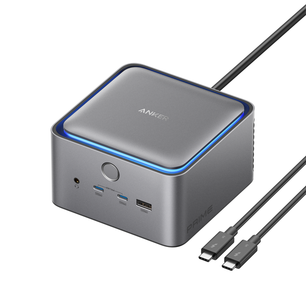 Anker USB-C hub with multiple ports on a white background