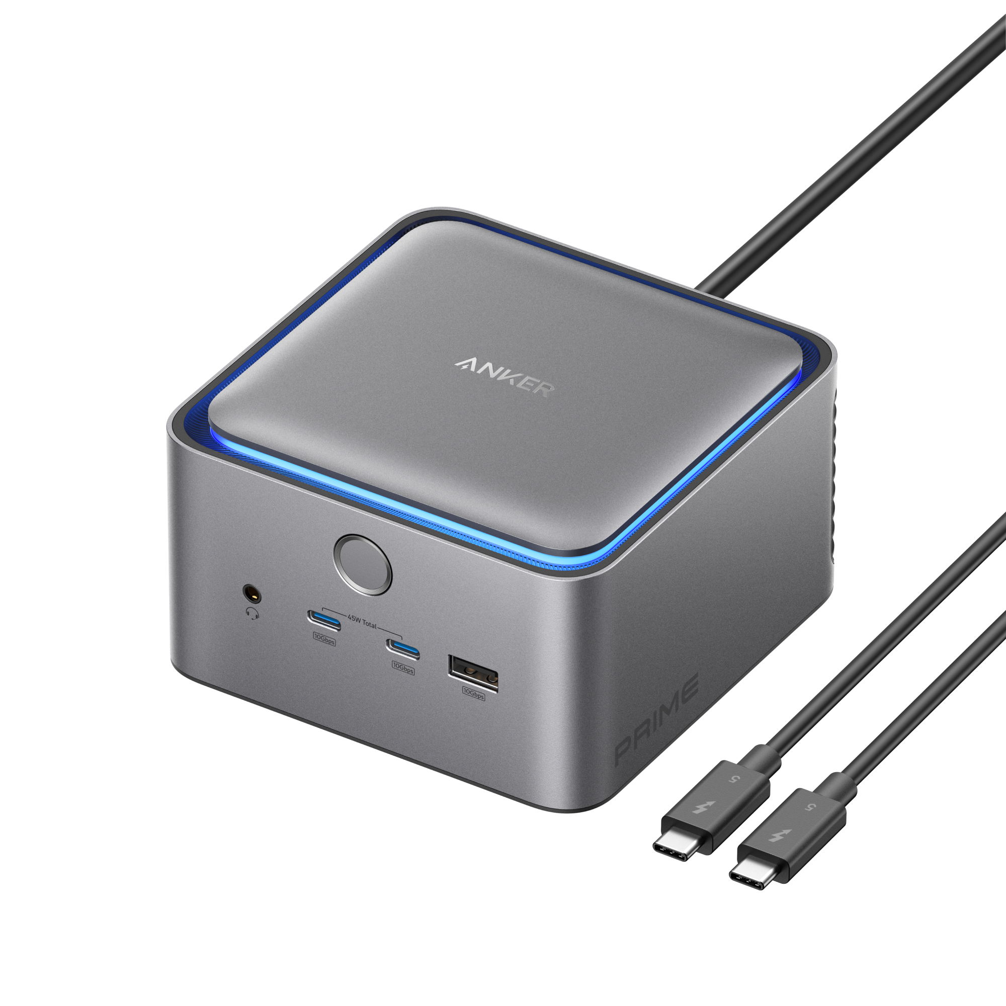 Anker USB-C hub with multiple ports on a white background
