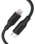Anker multi-device charging cable with Lightning, USB-C, and micro-USB connectors on a white background