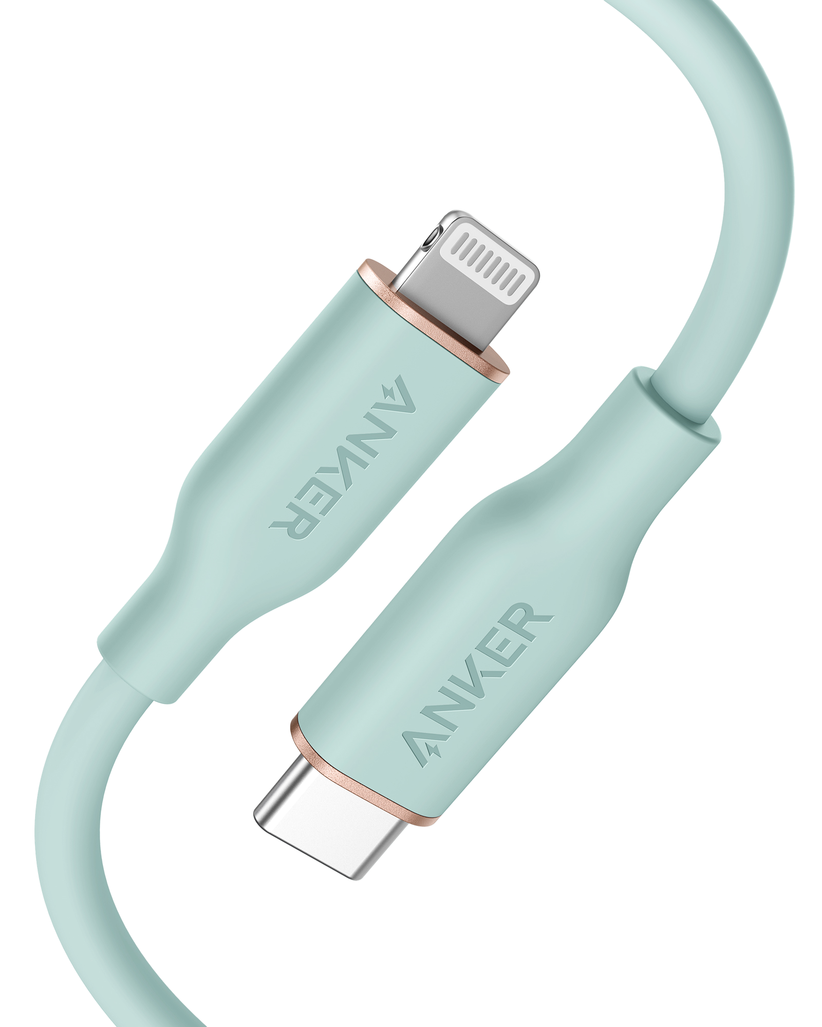 Anker multi-device charging cable with USB-C, Lightning, and micro-USB connectors on a white background