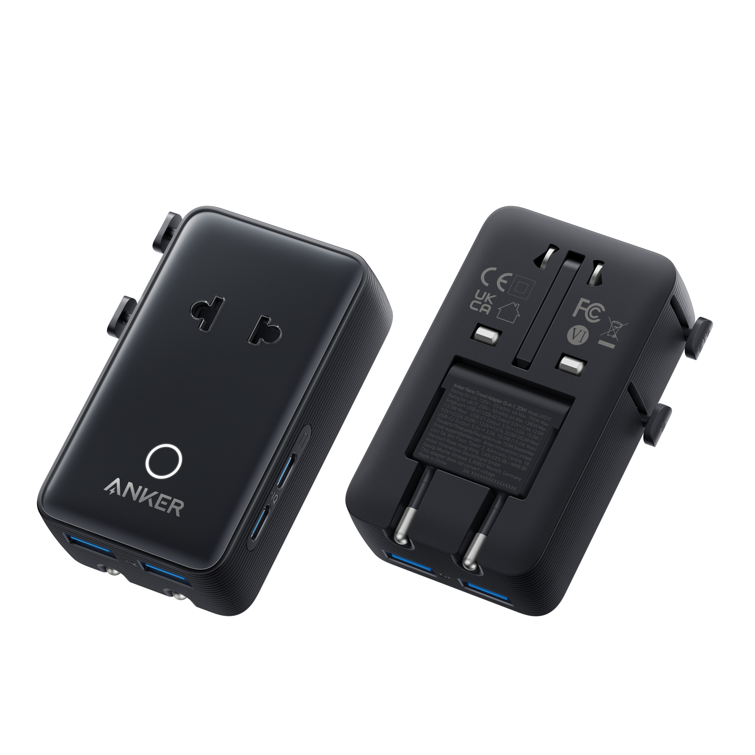 Two black electronic devices with USB ports on a white background, featuring the Anker brand.