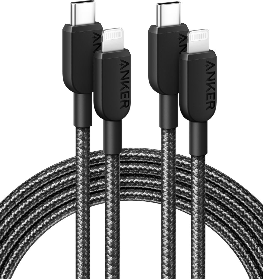 Two Anker cables with different connectors on a white background
