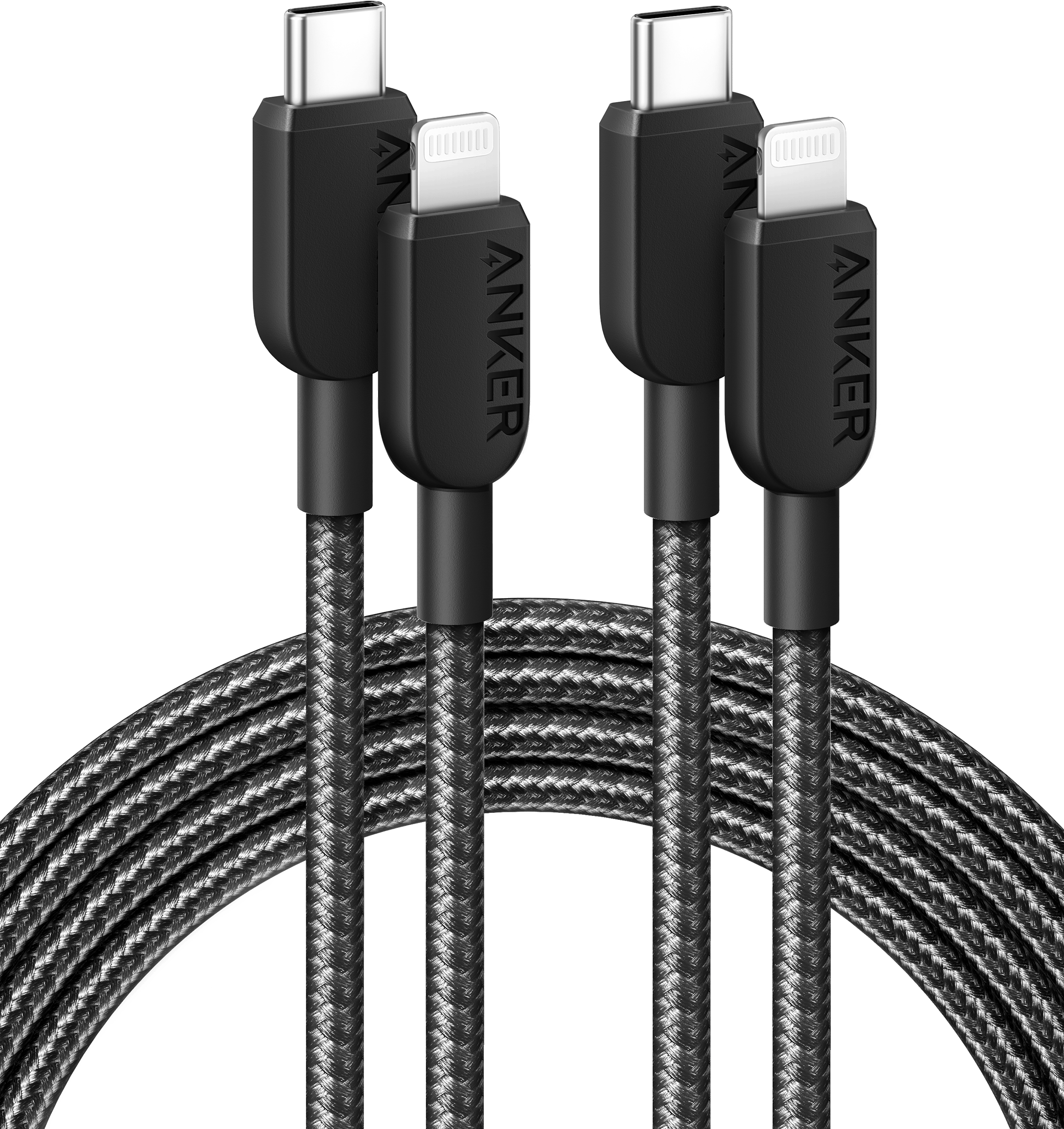 Two Anker cables with different connectors on a white background