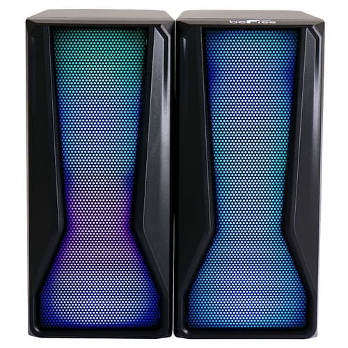 beFree Sound Color LED Dual Gaming Speakers – 6-Setting RGB, USB & AUX