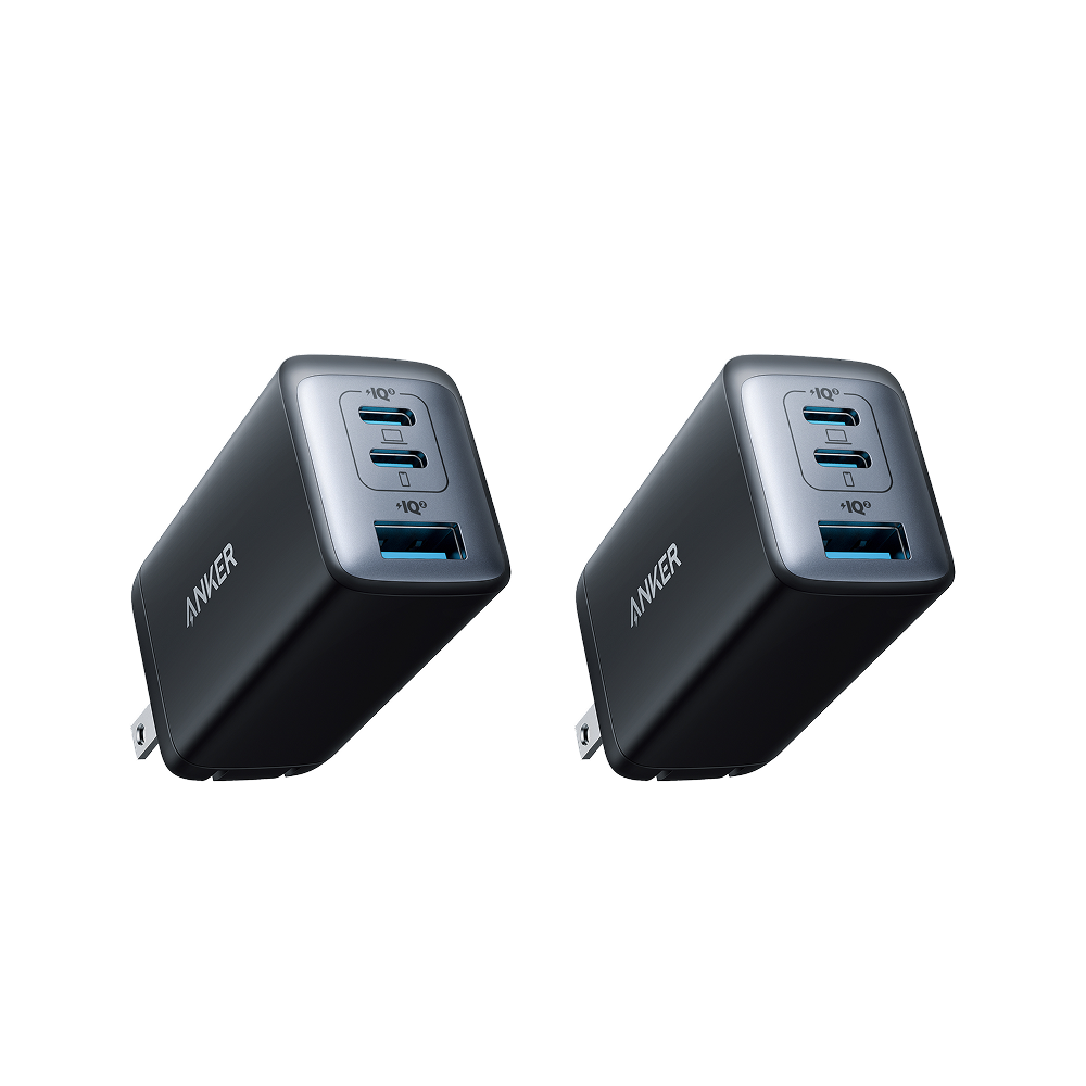 Two Anker USB-C power adapters on a white background