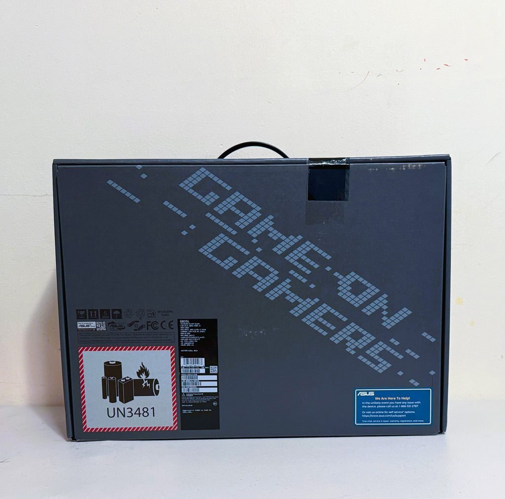 Gaming monitor packaging with 'Game On Gamers' text on a white background