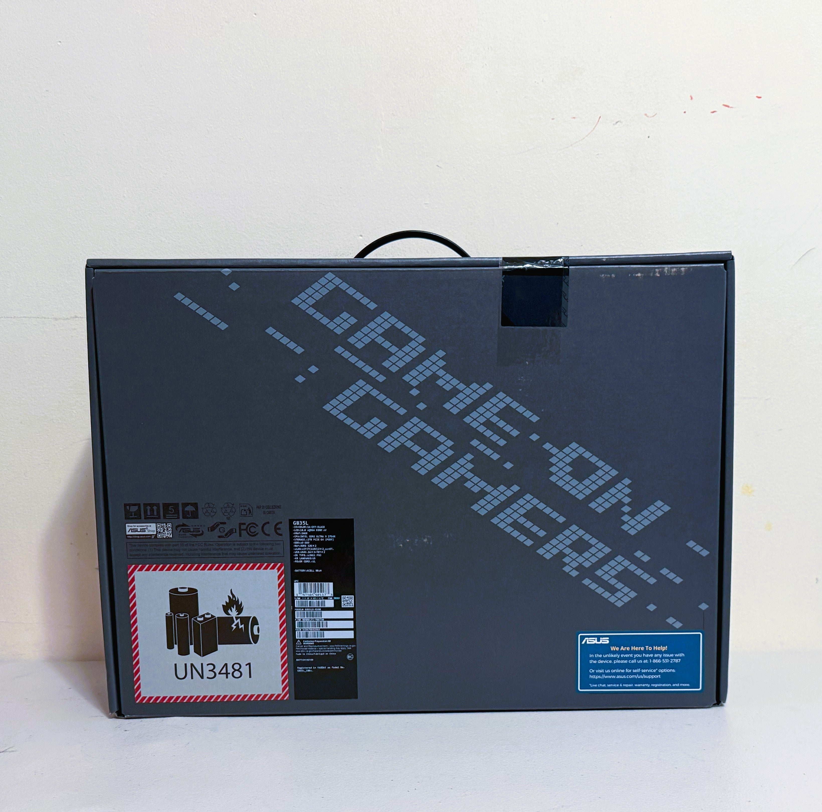 Gaming monitor packaging with 'Game On Gamers' text on a white background