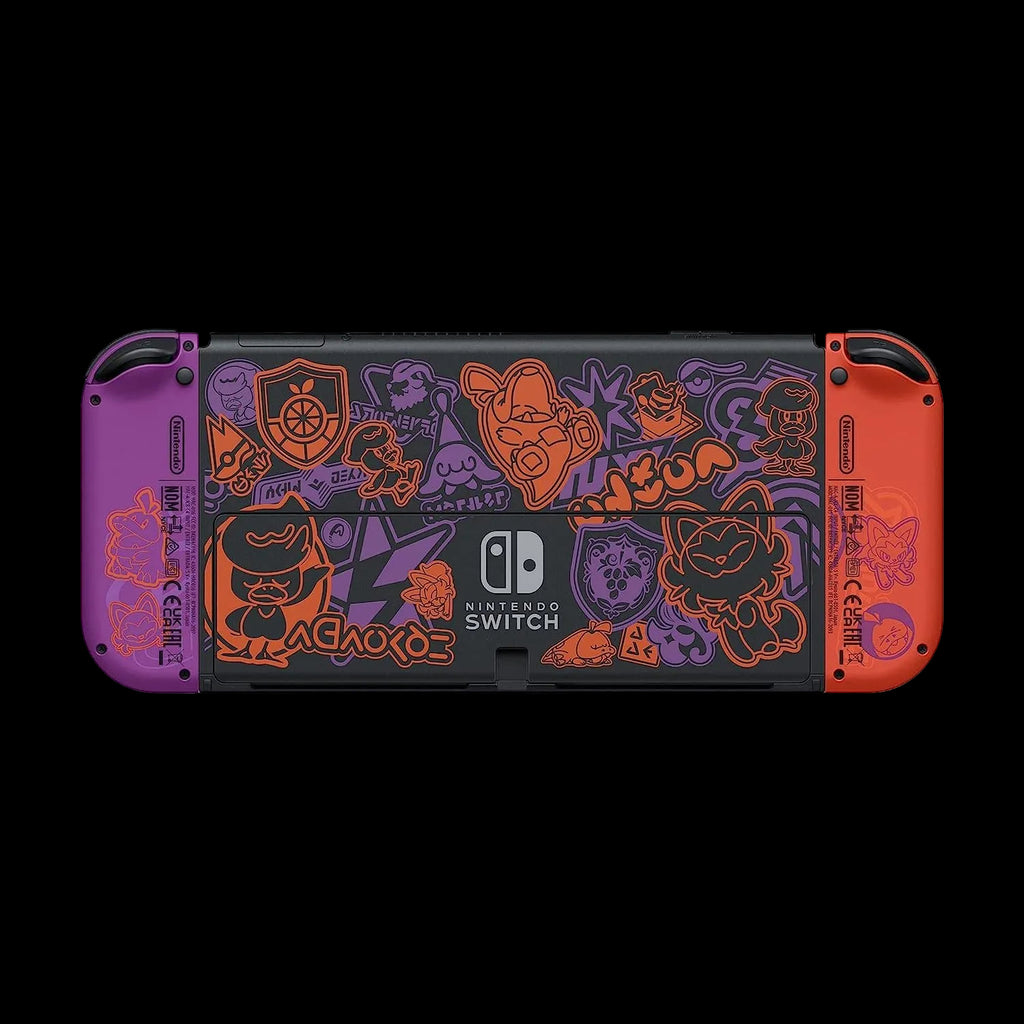 Nintendo Switch console with colorful graphics on a white background