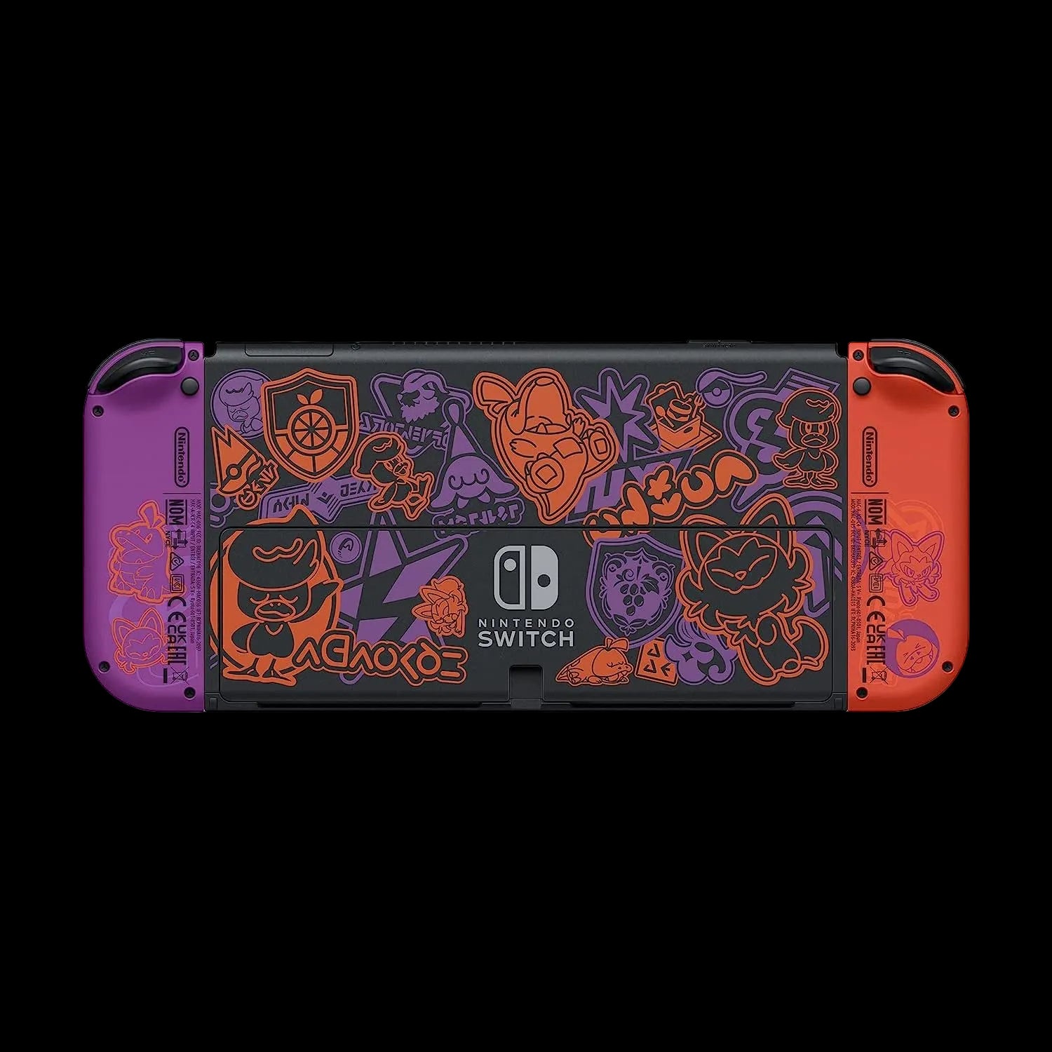 Nintendo Switch console with colorful graphics on a white background