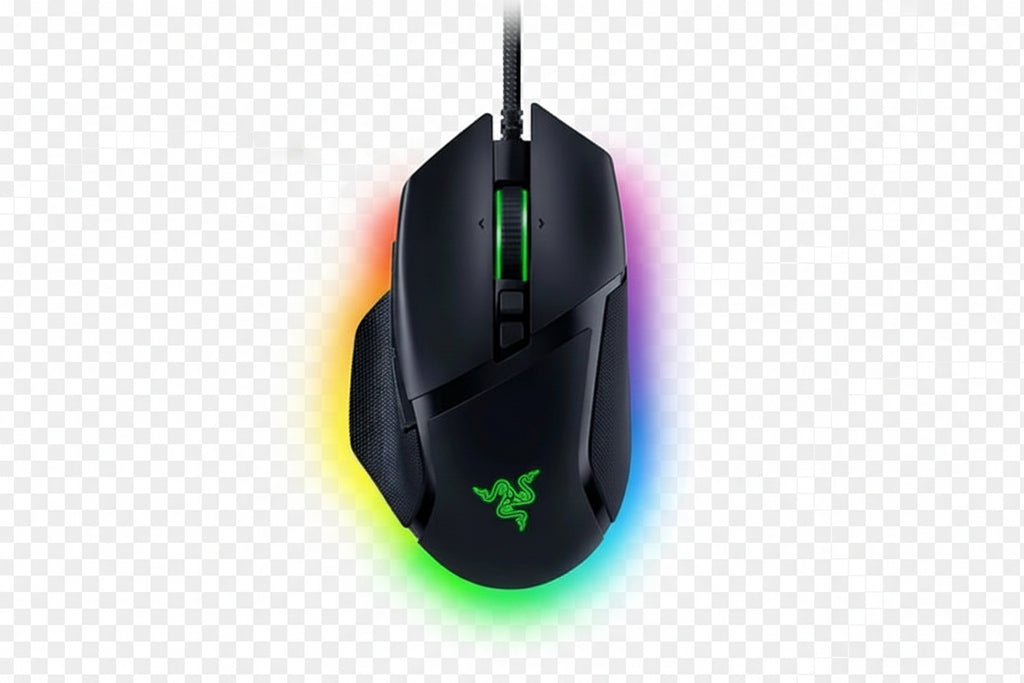 Razer Basilisk V3 gaming mouse with RGB lighting on a white background