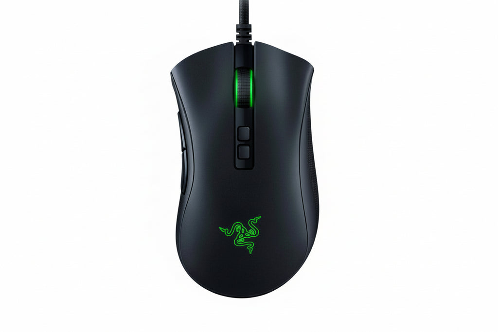 Razer DeathAdder V2 gaming mouse with Razer logo on a white background