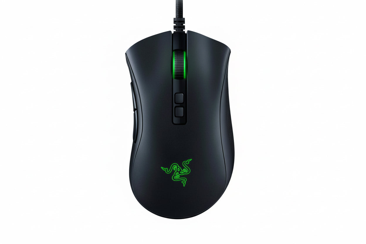 Razer DeathAdder V2 gaming mouse with Razer logo on a white background