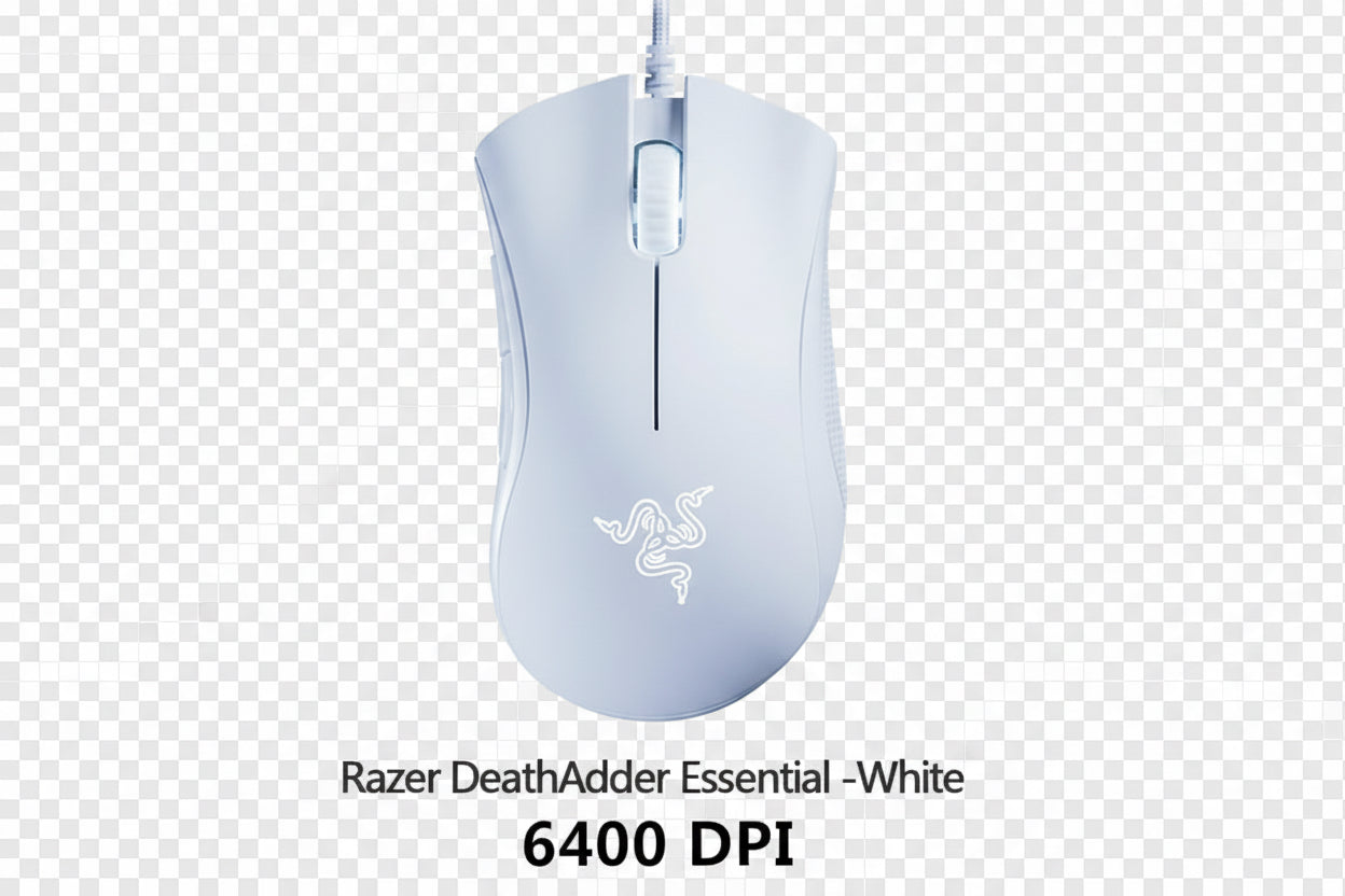 White Razer DeathAdder Essential gaming mouse on a white background