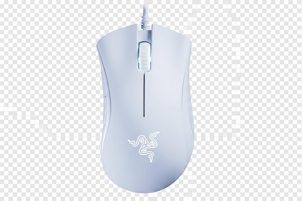 White Razer DeathAdder Essential gaming mouse on a white background