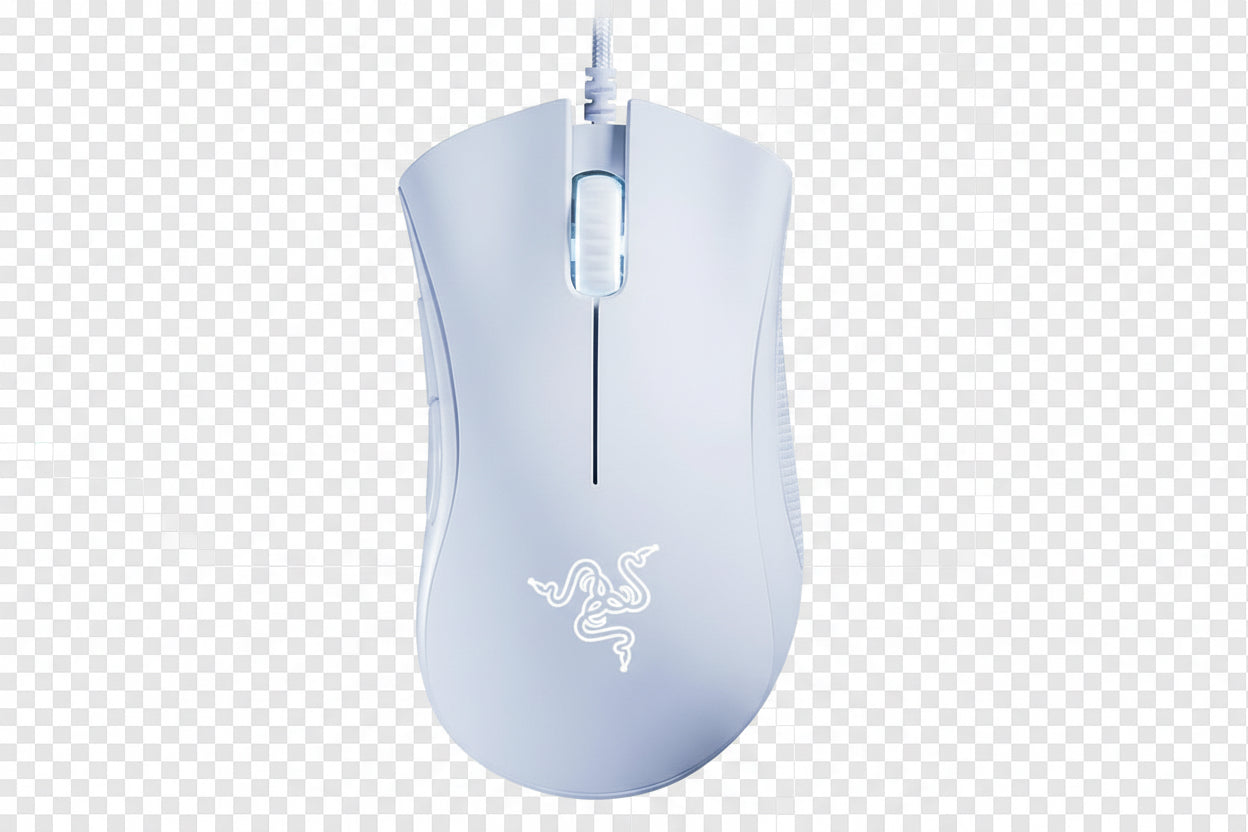 White Razer DeathAdder Essential gaming mouse on a white background
